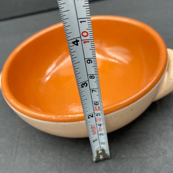 De Silva Bowl Glazed Terracotta Handles pitted Made In Italy orange Beige MCM - Picture 11 of 11